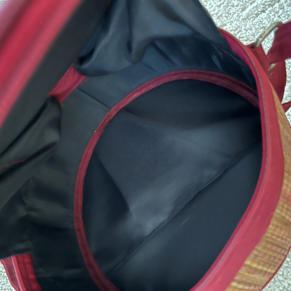 Source Unknown Red and Brown Round Crossbody Bag - image 6